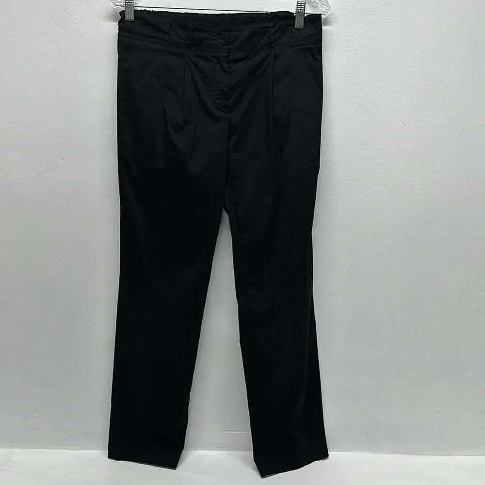 Derek Lam Pants Trousers Slack Elastic Waist Pockets Cotton Stretch Black US 0